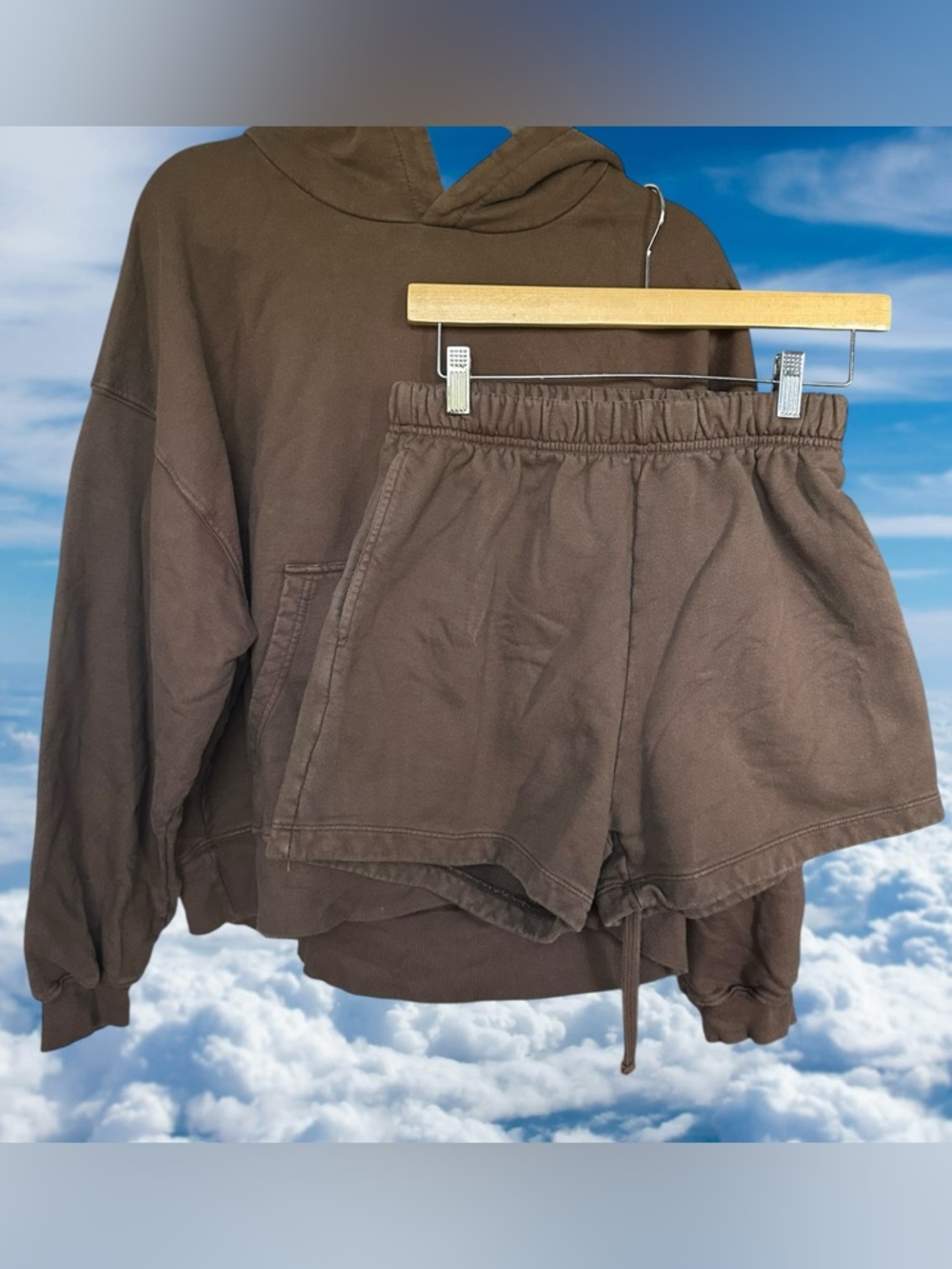 Daily Drills Hoodie and Shorts SET Brown XS/S